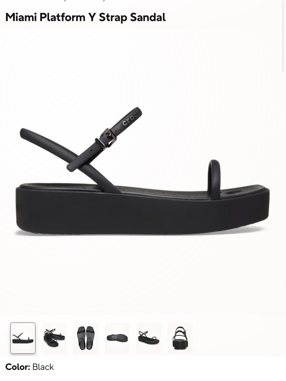 CROCS Miami Platform Y-Strap Sandal - Black